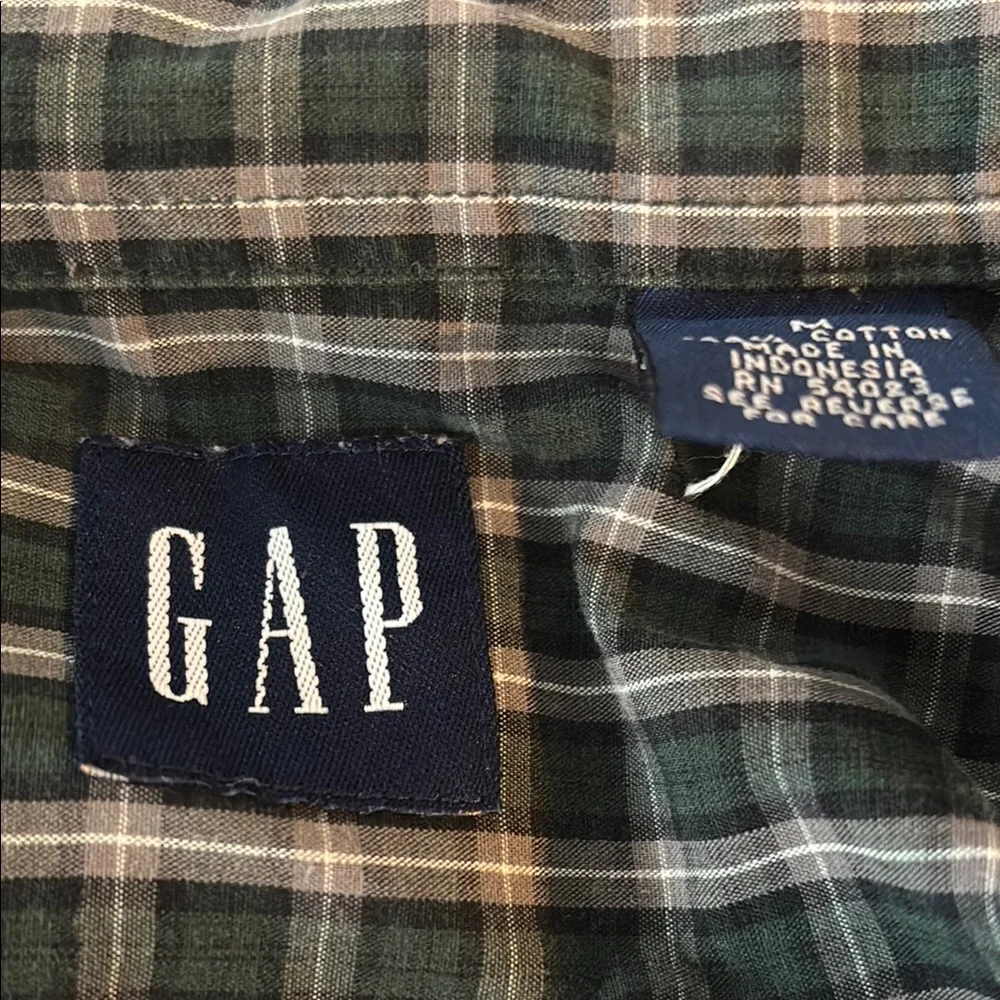 GAP Green and Navy Casual Button Down Shirt - Picture 3 of 5